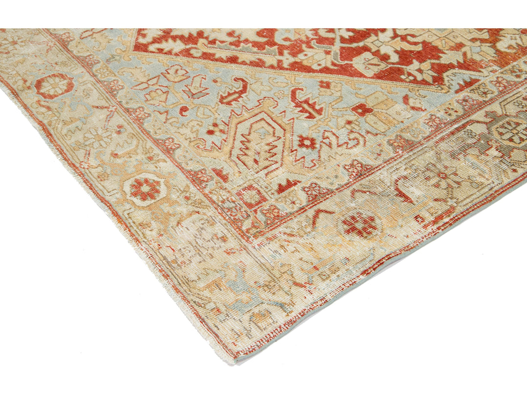 Antique Heriz Wool Rug 7 X 10