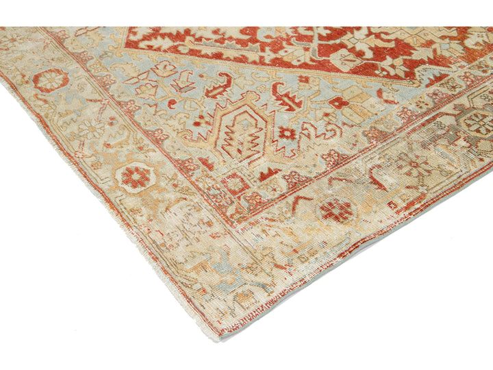Antique Heriz Wool Rug 7 X 10