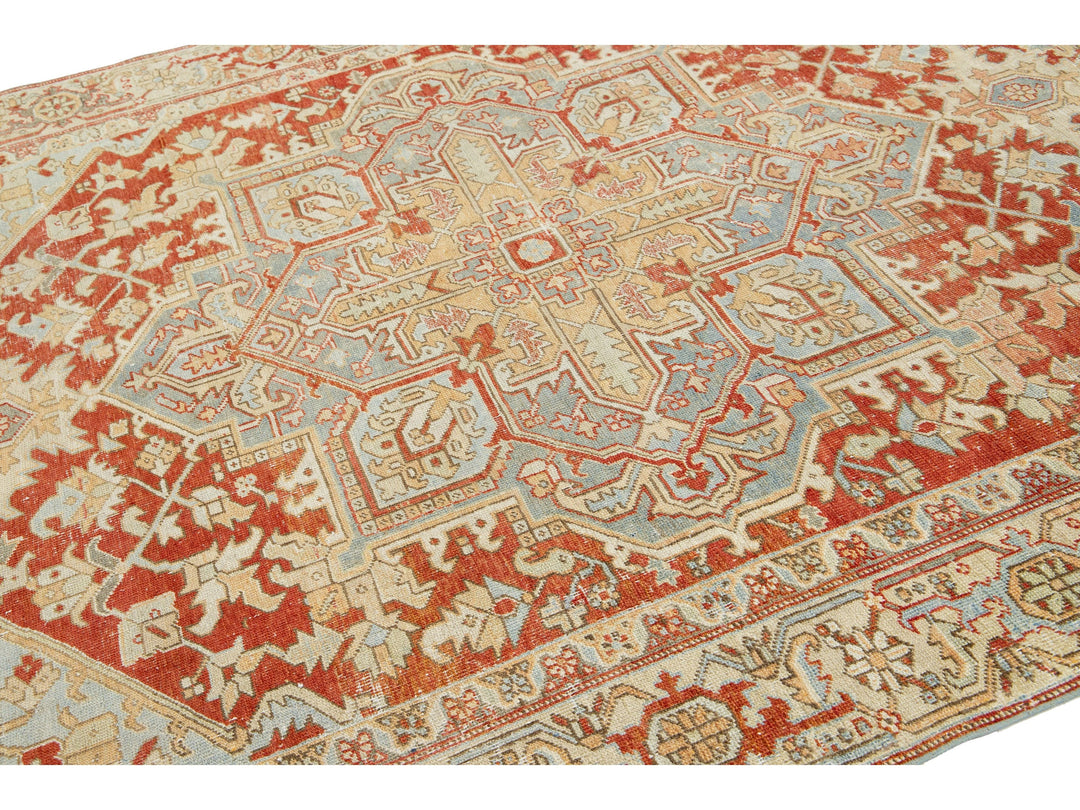 Antique Heriz Wool Rug 7 X 10