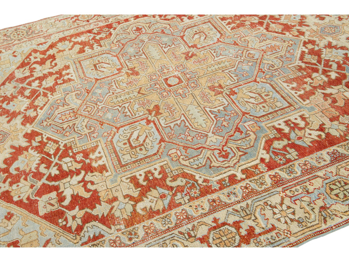 Antique Heriz Wool Rug 7 X 10
