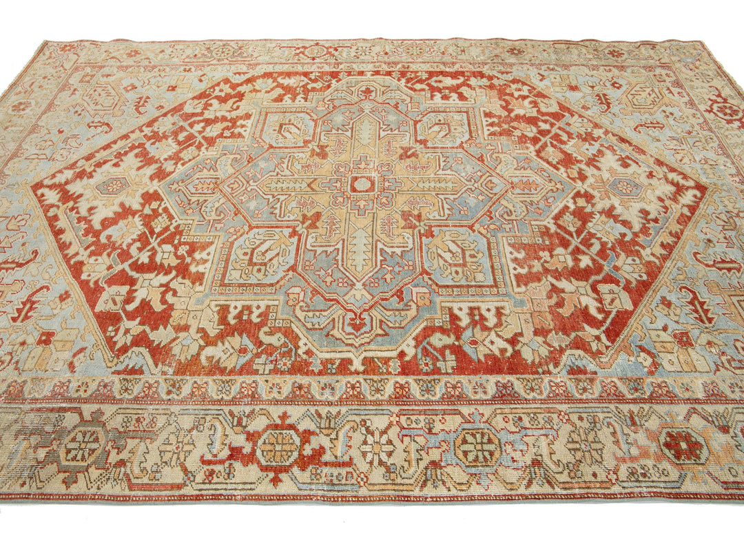 Antique Heriz Wool Rug 7 X 10
