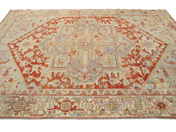 Antique Heriz Wool Rug 7 X 10
