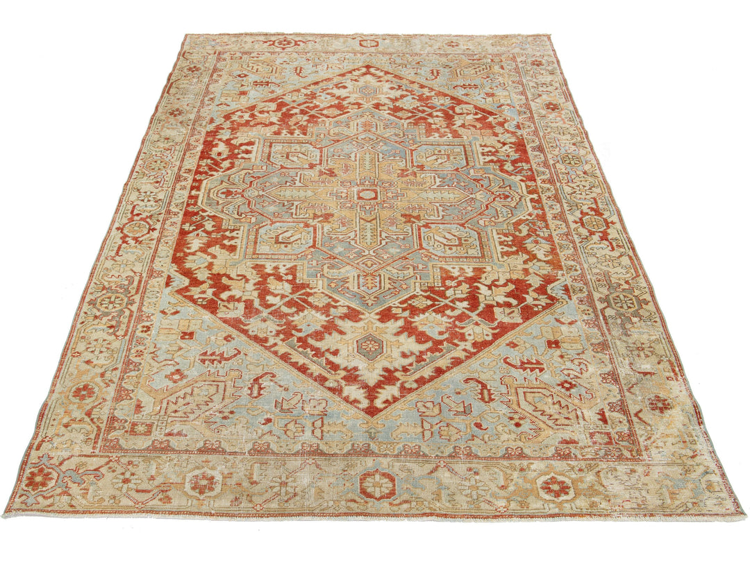 Antique Heriz Wool Rug 7 X 10