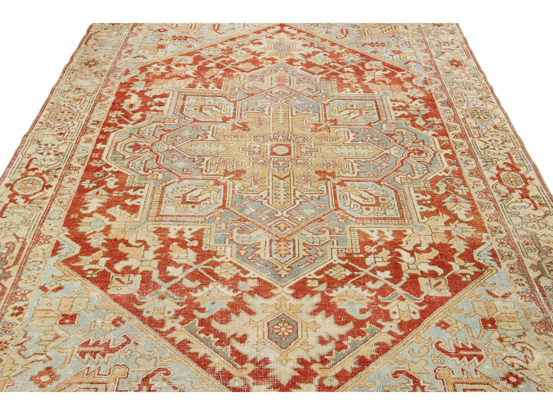 Antique Heriz Wool Rug 7 X 10