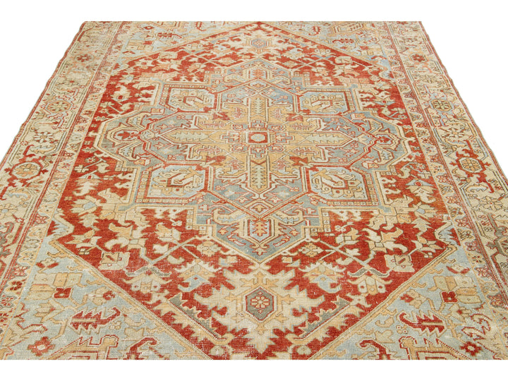 Antique Heriz Wool Rug 7 X 10