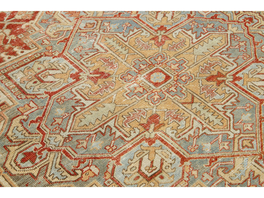 Antique Heriz Wool Rug 7 X 10