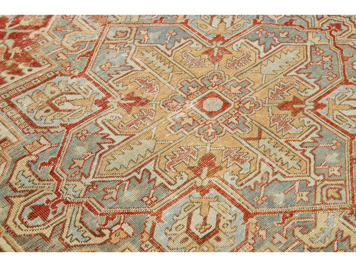 Antique Heriz Wool Rug 7 X 10