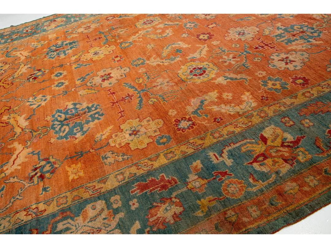 Antique Turkish Oushak Wool Rug 13 X 14