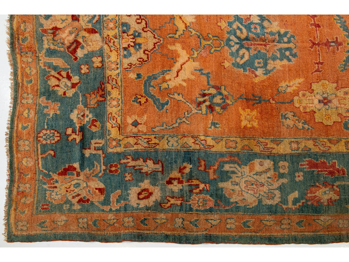 Antique Turkish Oushak Wool Rug 13 X 14