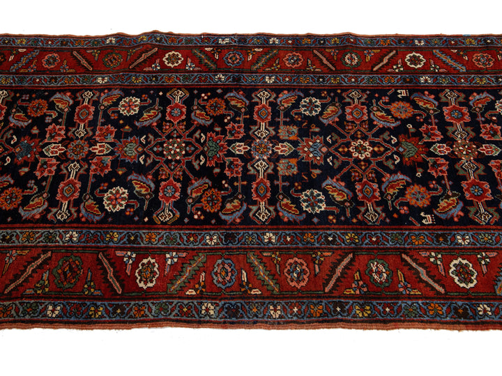 Antique Heriz Wool Runner 3 X 17