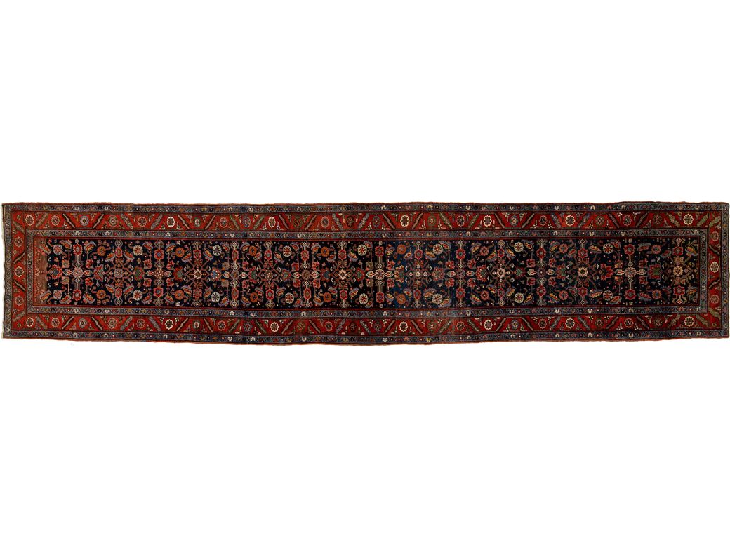 Antique Heriz Wool Runner 3 X 17