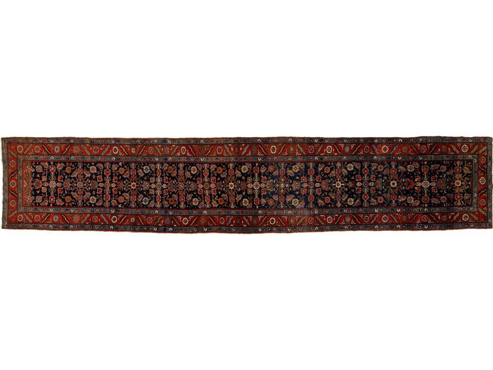 Antique Heriz Wool Runner 3 X 17