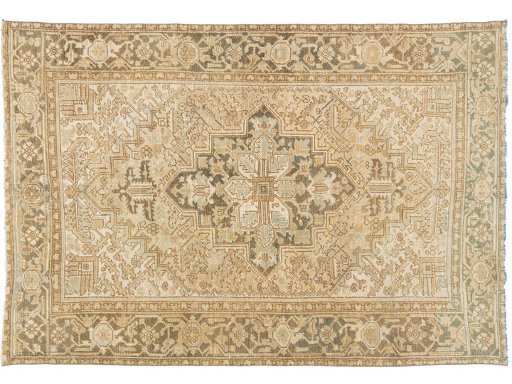 Antique Heriz Wool Rug 6 X 9