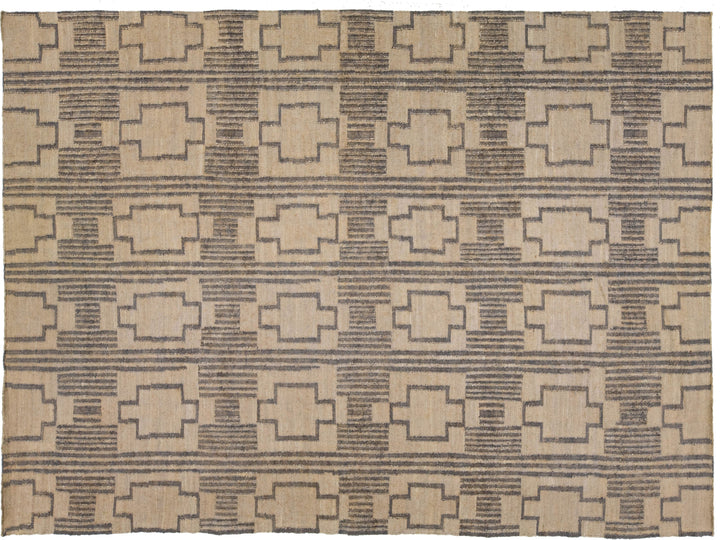 Modern Dhurrie Natural Jute Rug 11 X 14