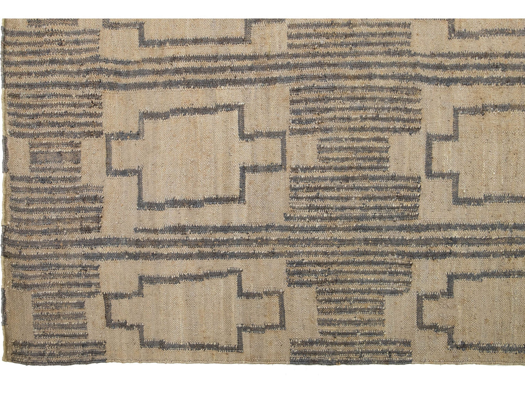 Modern Dhurrie Natural Jute Rug 13 X 16