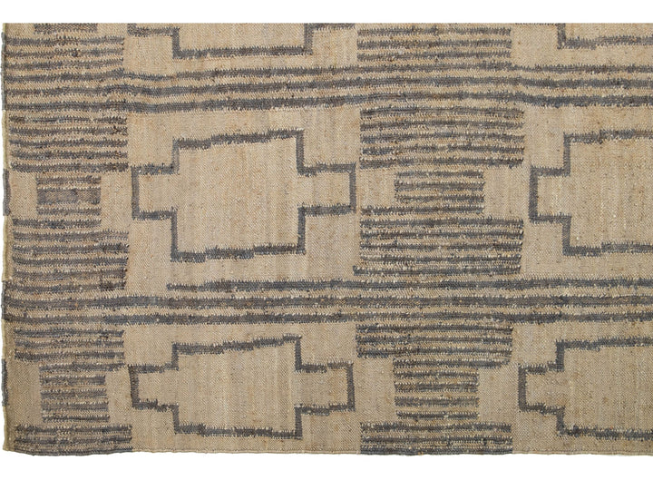 Modern Dhurrie Natural Jute Rug 13 X 16
