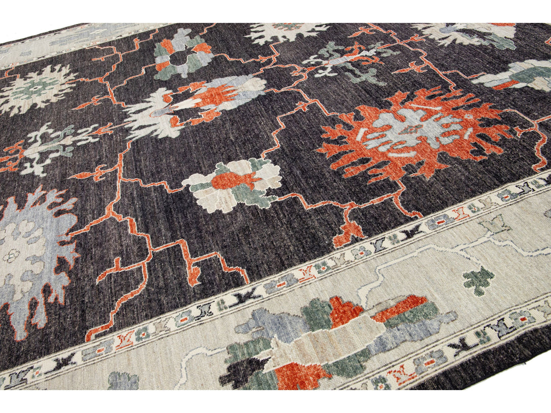 Modern Turkish Oushak Wool Rug 12 X 15