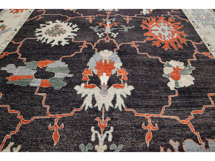 Modern Turkish Oushak Wool Rug 12 X 15