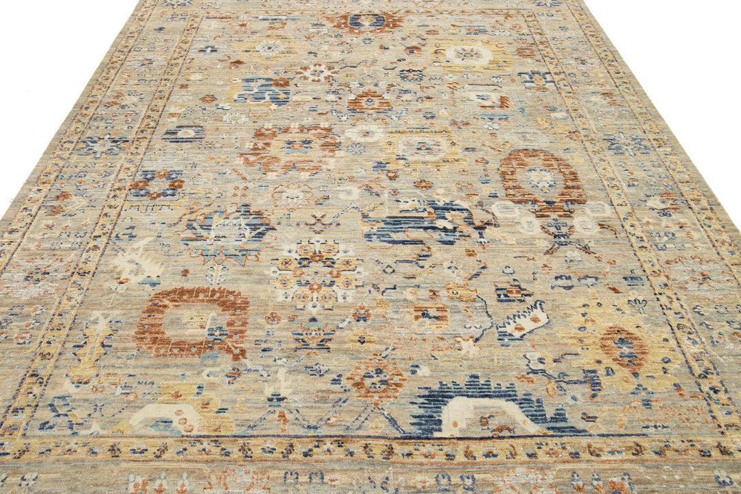 Modern Indian Wool and Silk Rug 8 X 10