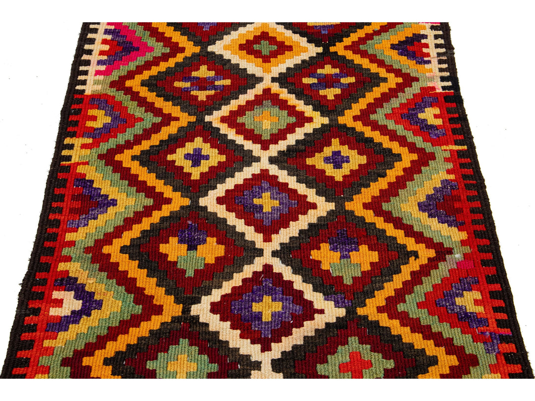 Vintage Kilim Flatweave Wool Runner 3 X 15