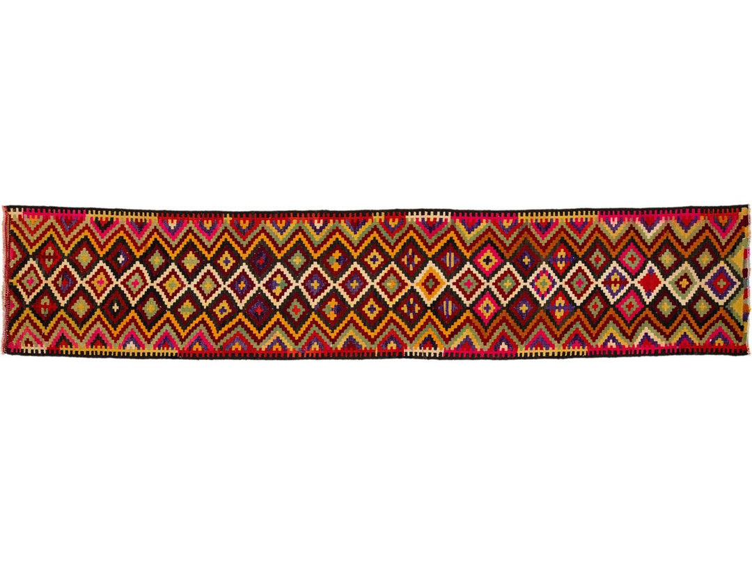 Vintage Kilim Flatweave Wool Runner 3 X 15