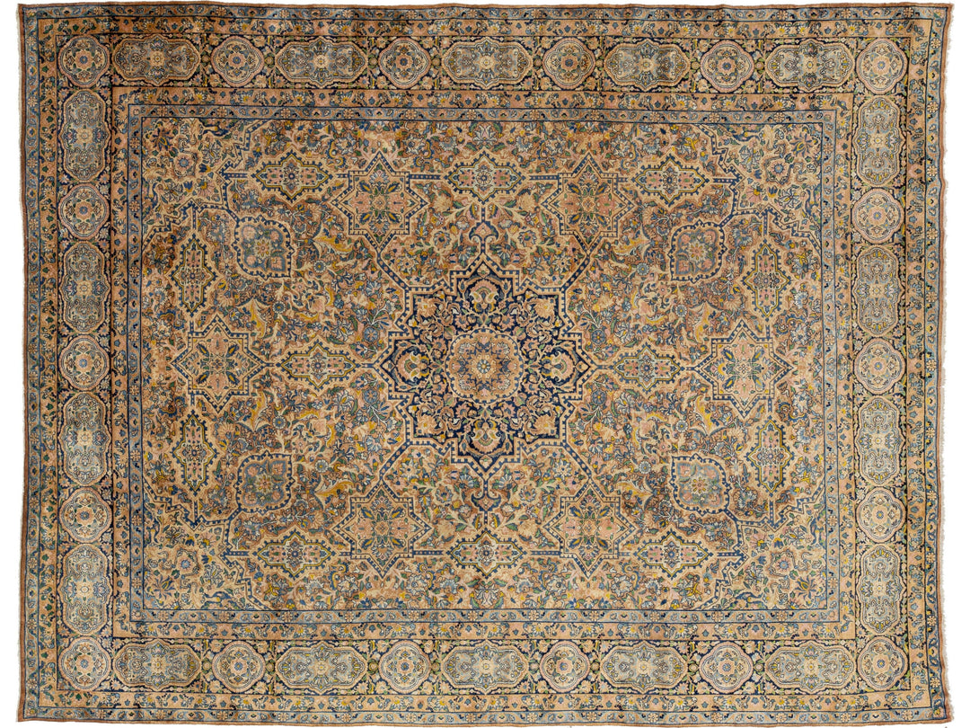 Antique Kerman Wool Rug 11 X 14
