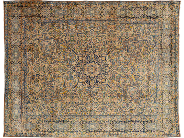 Antique Kerman Wool Rug 11 X 14