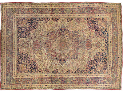 Antique Kerman Wool Rug  14 X 20