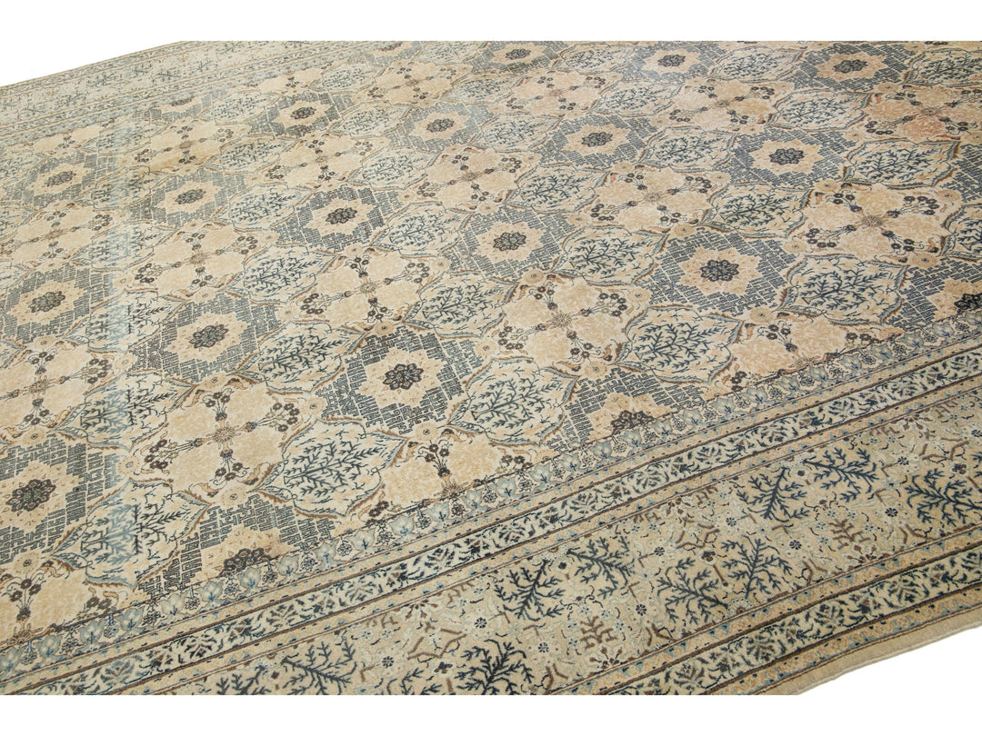 Antique Kashan Wool Rug 11 X 14
