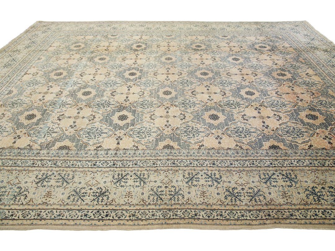 Antique Kashan Wool Rug 11 X 14