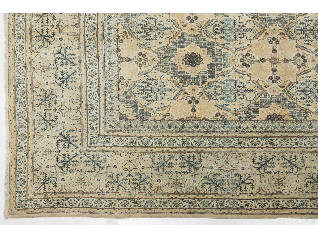 Antique Kashan Wool Rug 11 X 14