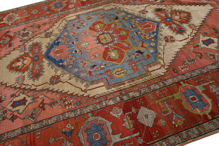 Antique Serapi Wool Rug 9 X 13