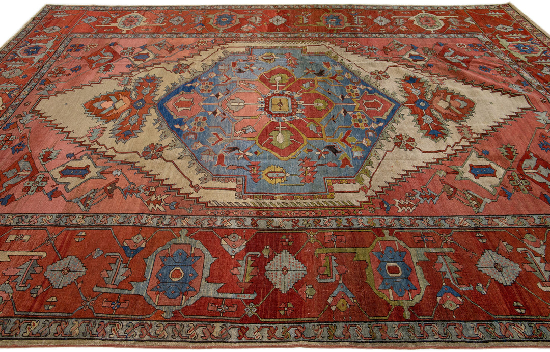 Antique Serapi Wool Rug 9 X 13