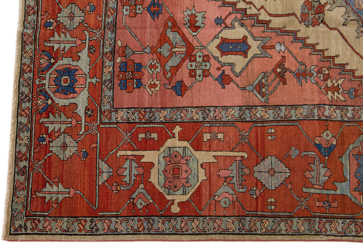 Antique Serapi Wool Rug 9 X 13