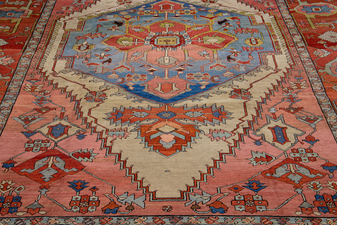 Antique Serapi Wool Rug 9 X 13