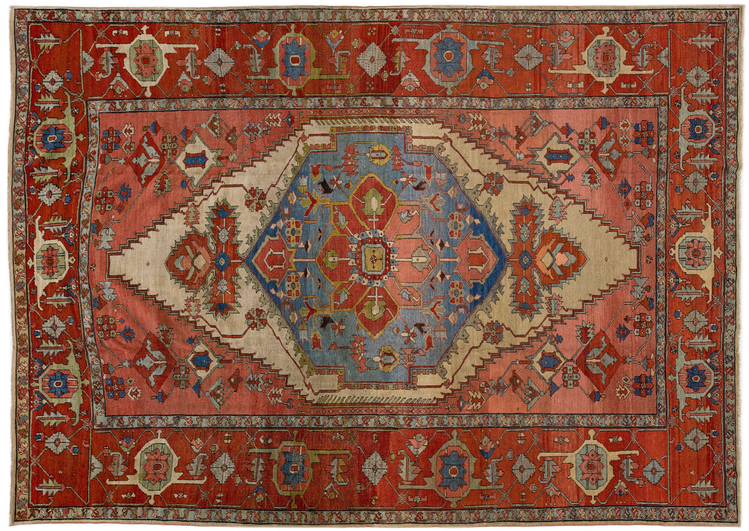Antique Serapi Wool Rug 9 X 13