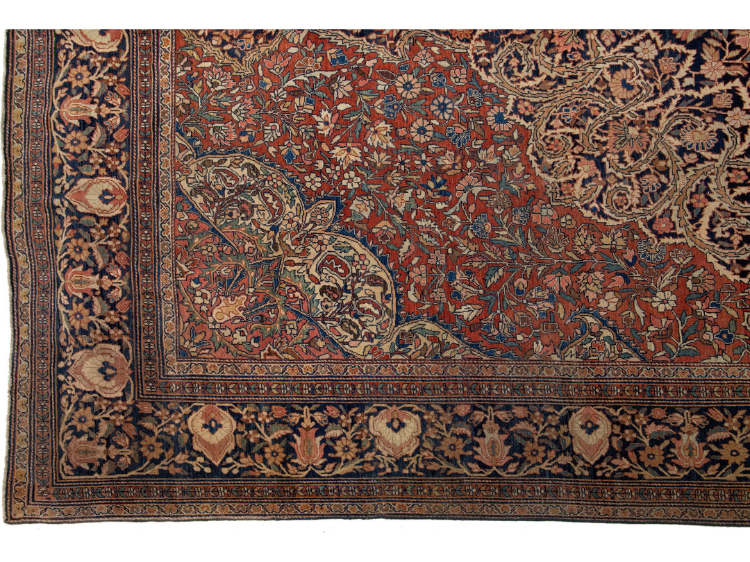 Antique Farahan Wool Rug 8 x 11