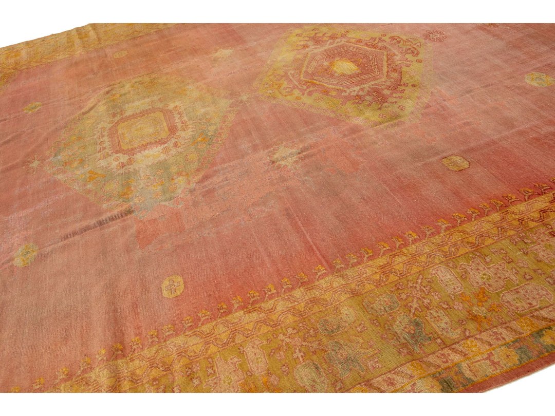 Antique Turkish Oushak Wool Rug 12 X 14