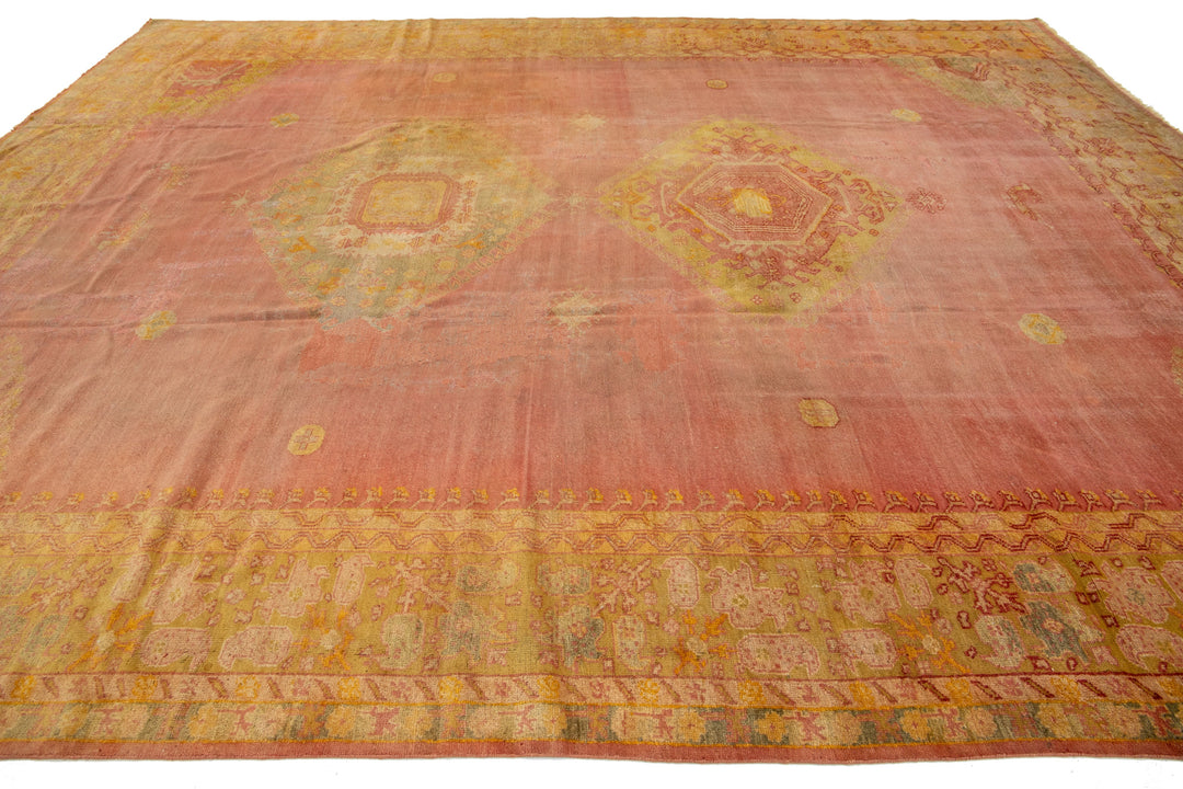 Antique Turkish Oushak Wool Rug 12 X 14
