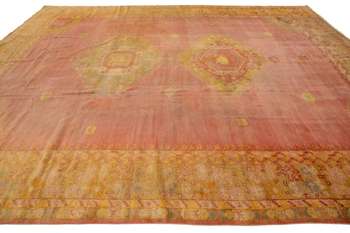 Antique Turkish Oushak Wool Rug 12 X 14