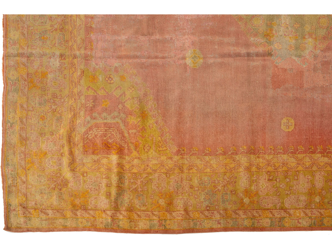 Antique Turkish Oushak Wool Rug 12 X 14