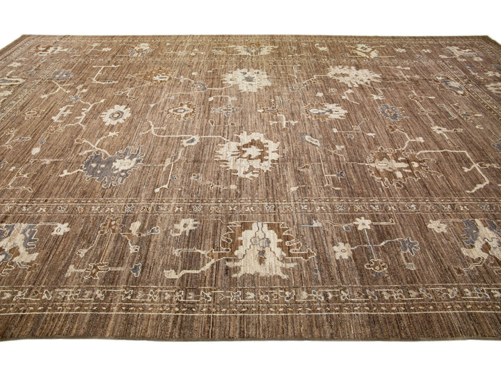 Antique Turkish Oushak Wool Rug 12 X 18
