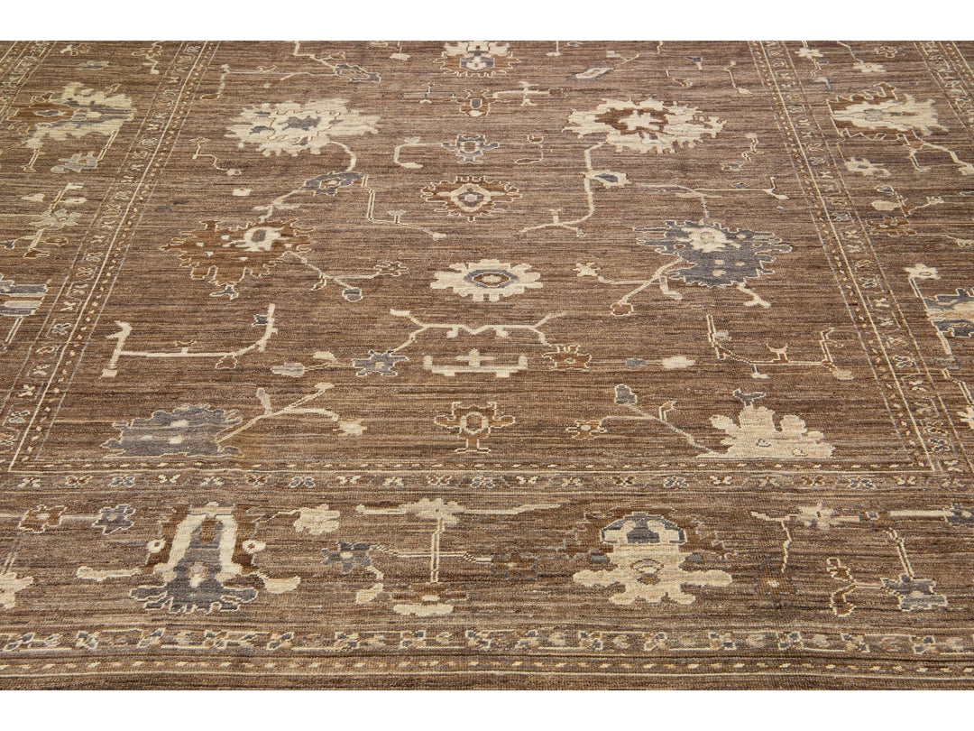 Antique Turkish Oushak Wool Rug 12 X 18