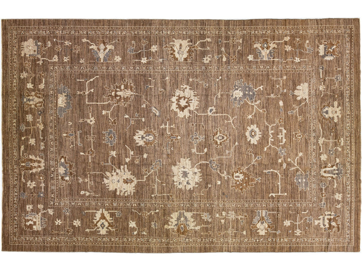 Antique Turkish Oushak Wool Rug 12 X 18