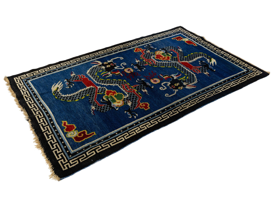 Antique Art Deco Chinese Wool Rug 4 X 6