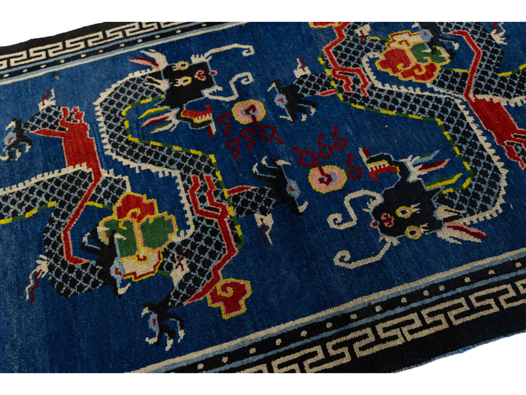 Antique Art Deco Chinese Wool Rug 4 X 6