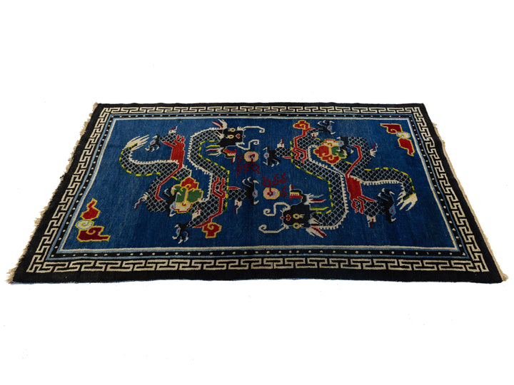 Antique Art Deco Chinese Wool Rug 4 X 6