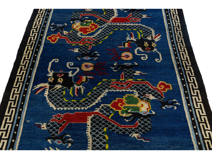 Antique Art Deco Chinese Wool Rug 4 X 6
