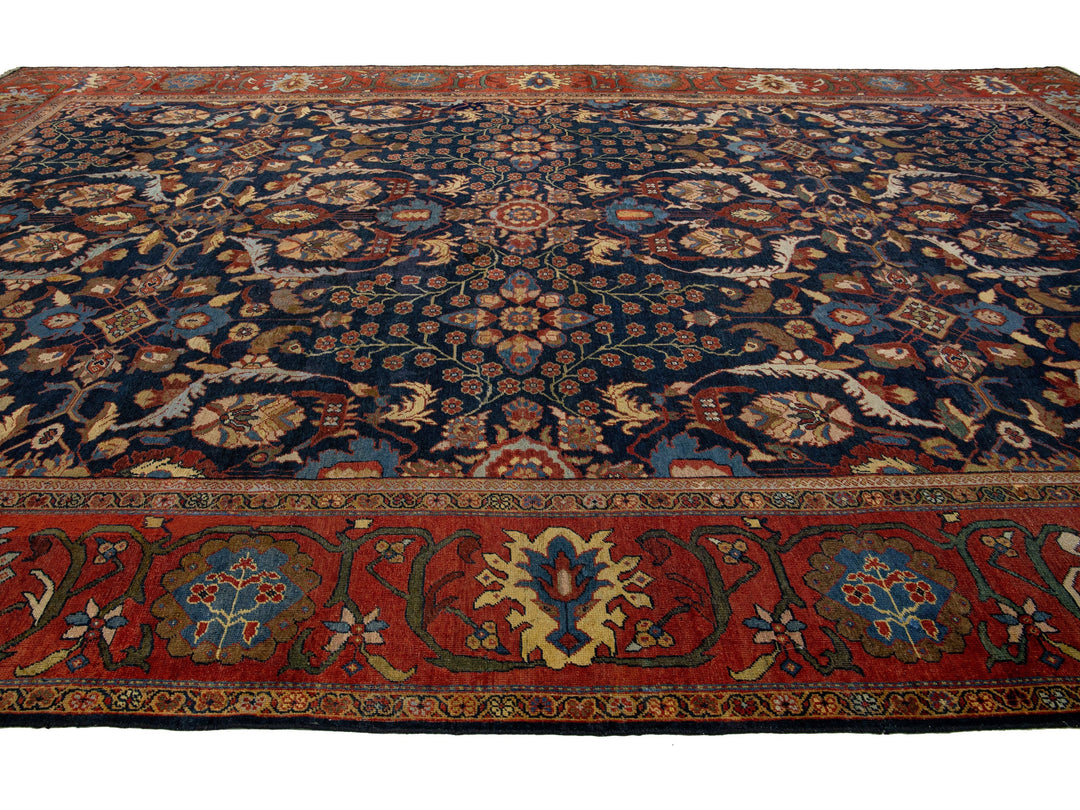 Antique Sultanabad Wool Rug 13 X 22