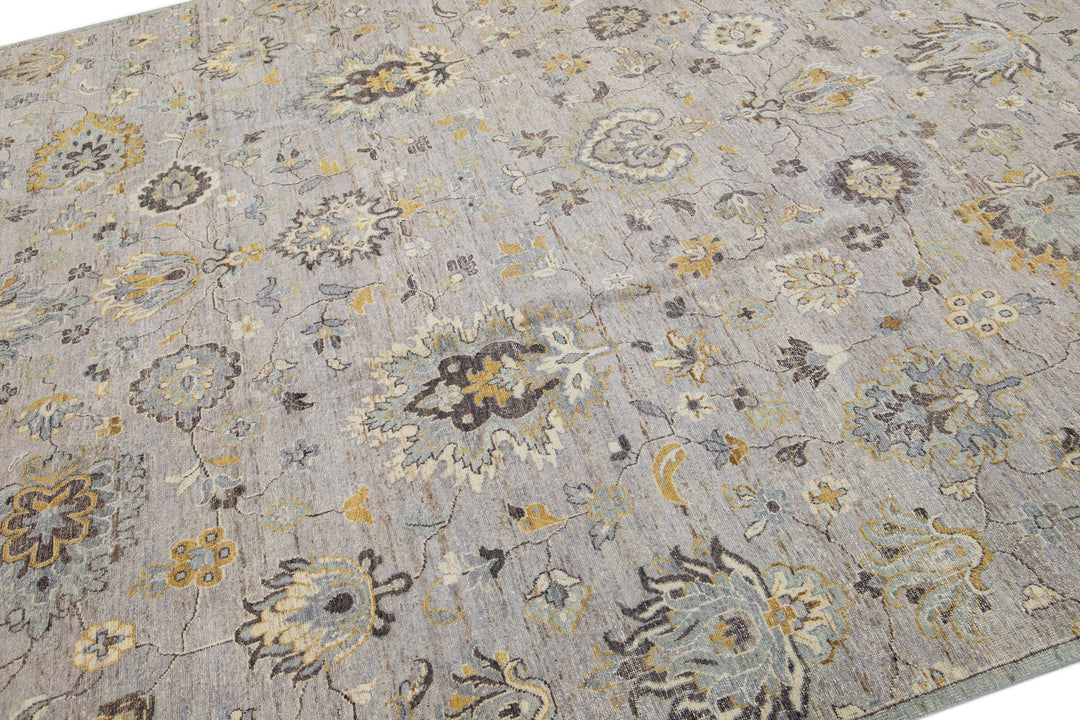 Modern Indian Artisan Wool Rug 9 X 12